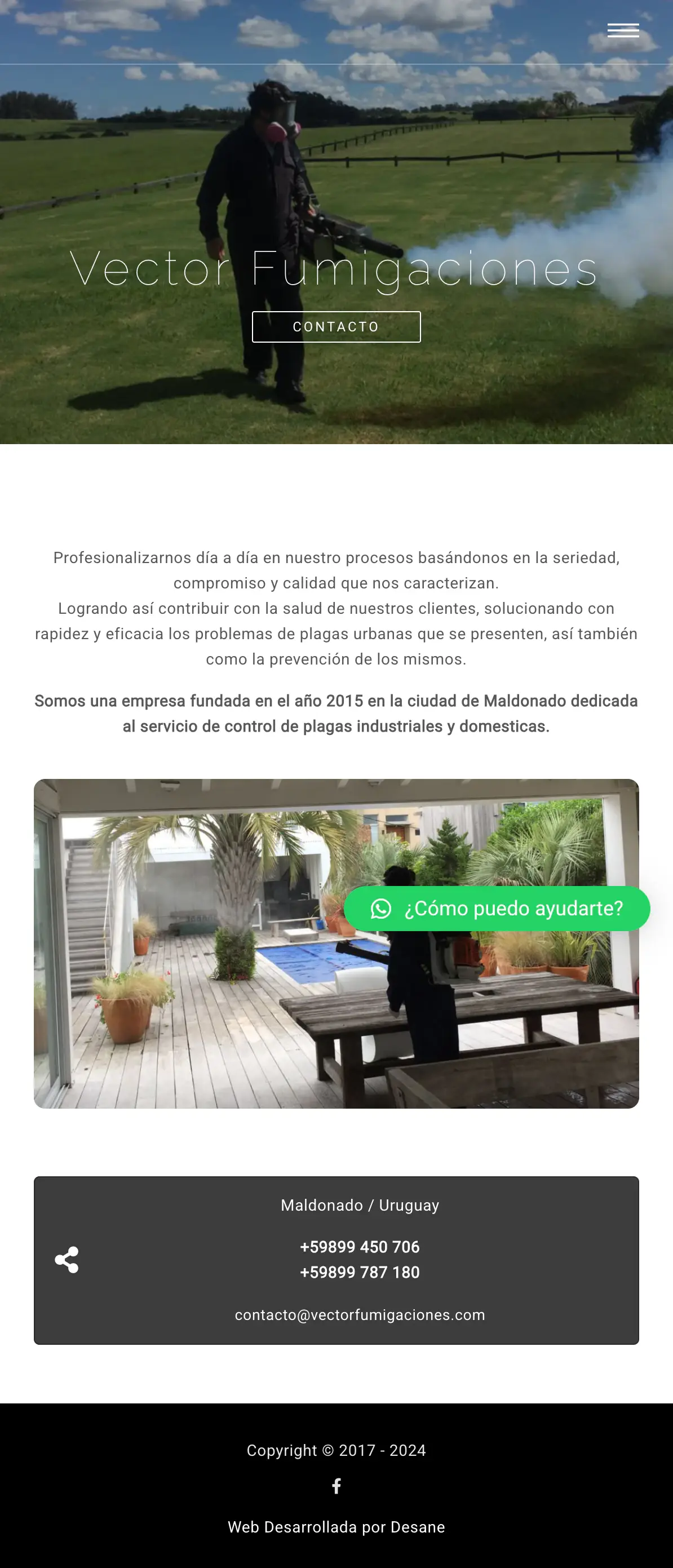 Captura de página completa del sitio de Vector Fumigaciones